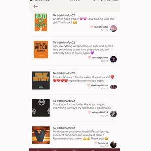 My daughters trade reviews